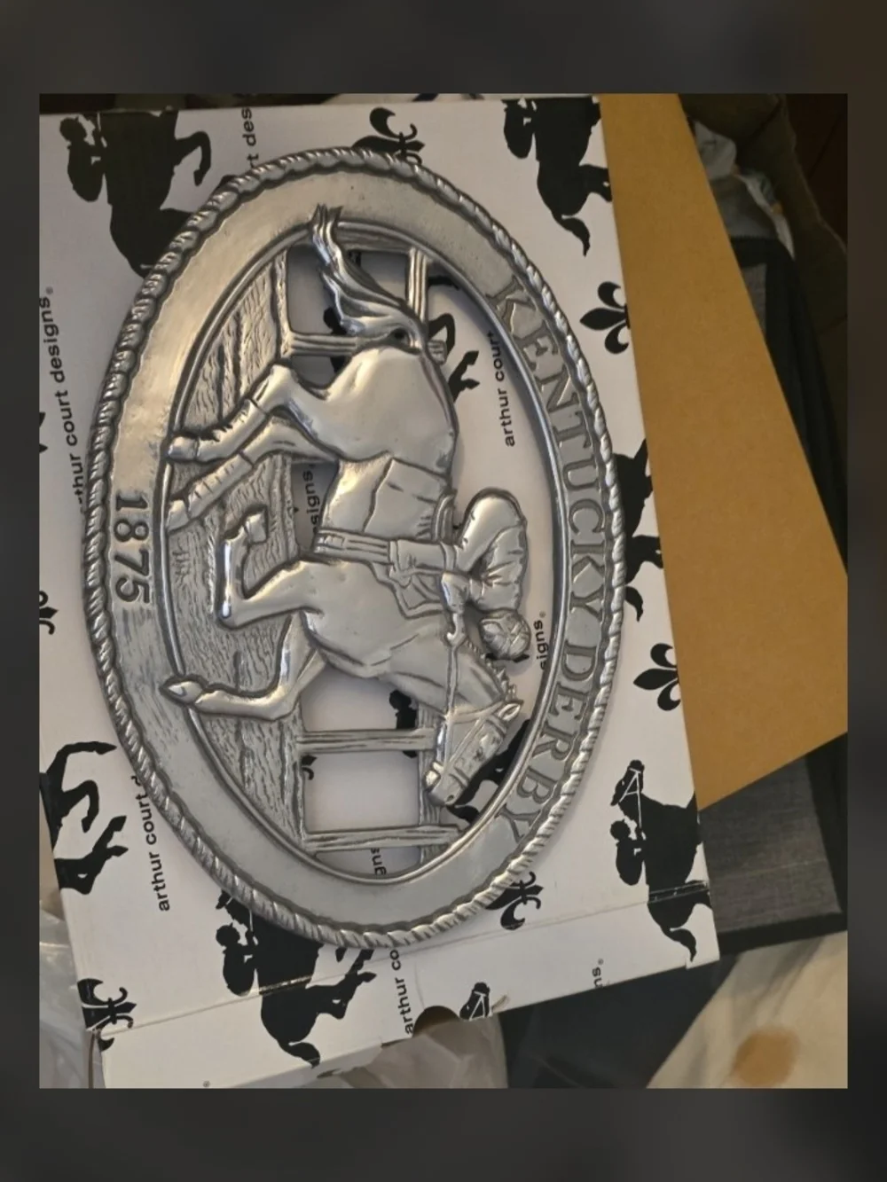 Kentucky Derby Silver Horse Wall Plaque